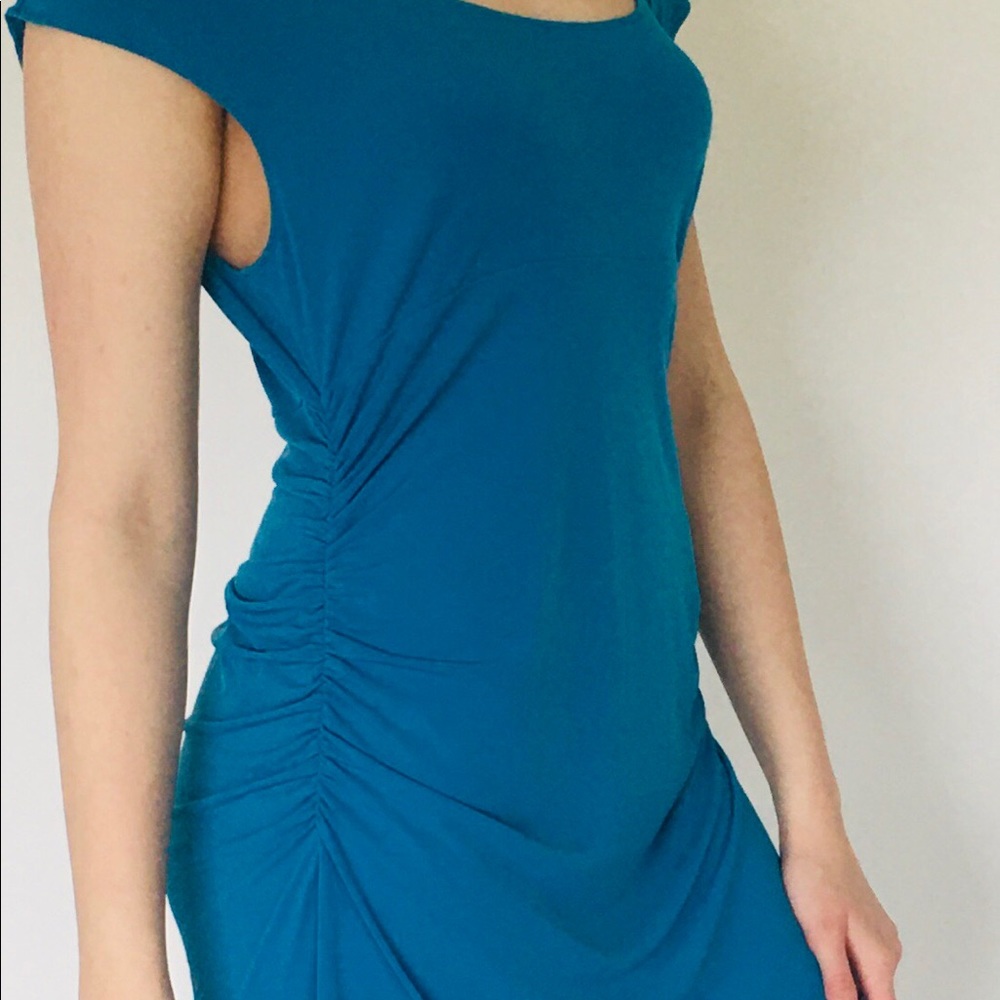 Solid Blue Short Sleeve Dress